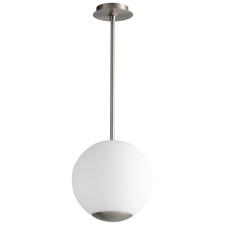 Terra Single-Light 12″ LED Globe Pendant – Satin Nickel
