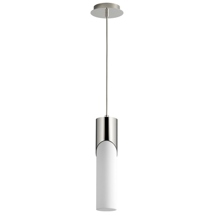 Ellipse Single-Light Tall 3.5″ Mini Pendant with Acrylic Shade – Polished Nickel