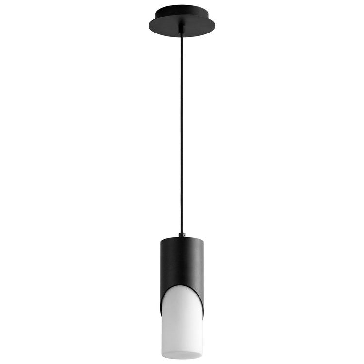 Ellipse Single-Light Short 3.5" Mini Pendant with Glass Shade - Black - Image 1
