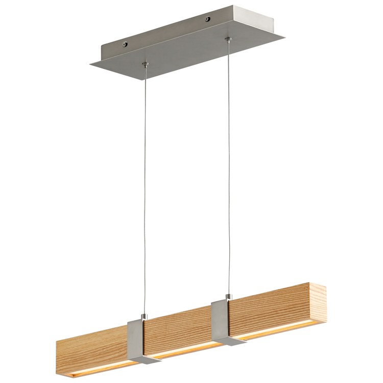 Decca Single-Light 24" Linear Pendant - Satin Nickel/White Oak - Image 2