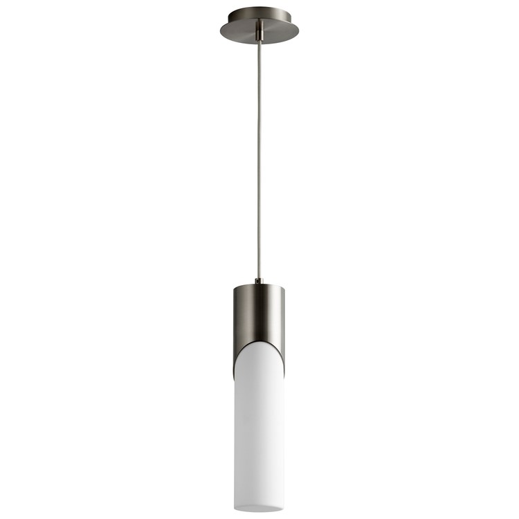 Ellipse Single-Light Tall 3.5" Mini Pendant with Acrylic Shade - Satin Nickel - Image 1