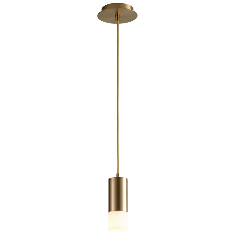 Magneta Single-Light LED Mini Pendant with Glass Shade - Aged Brass - Image 2