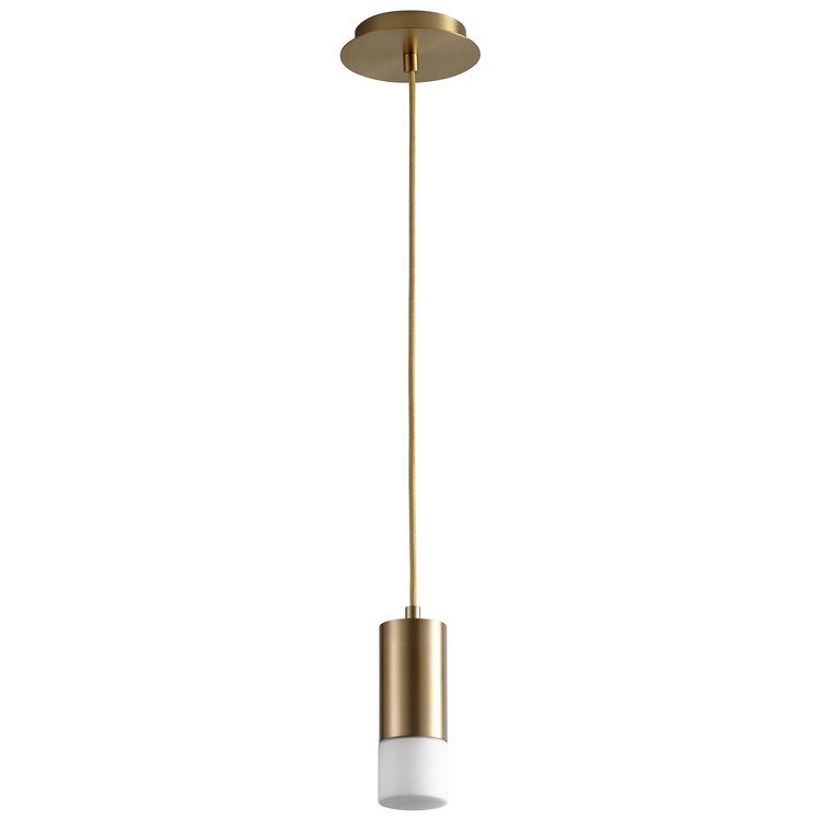 Magneta Single-Light LED Mini Pendant with Glass Shade - Aged Brass - Image 1