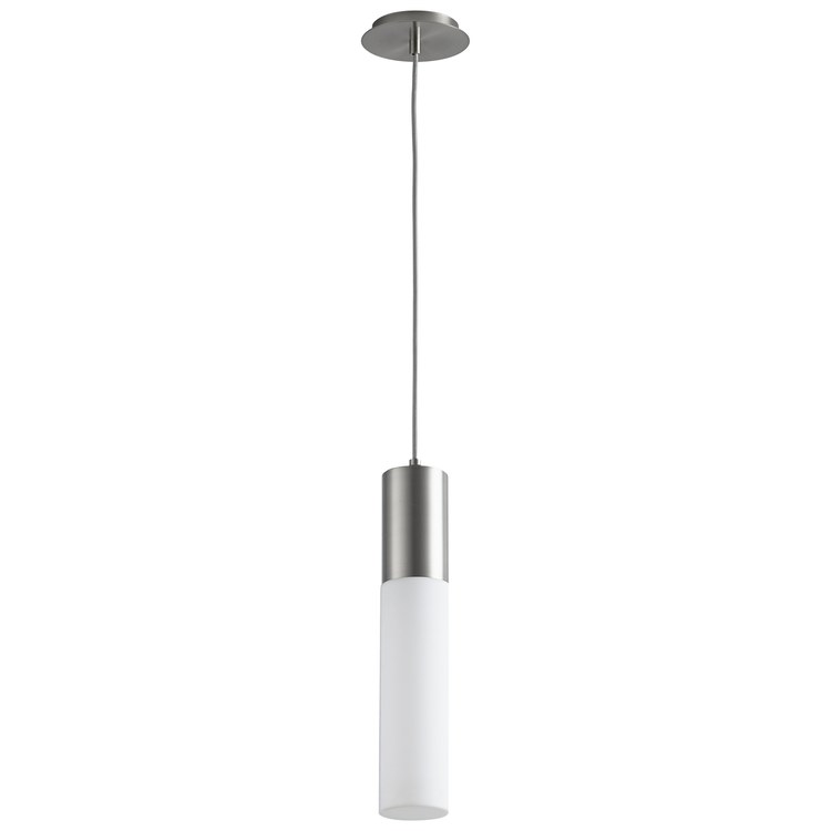 Magnum Single-Light Pendant with Acrylic Shade - Satin Nickel - Image 1
