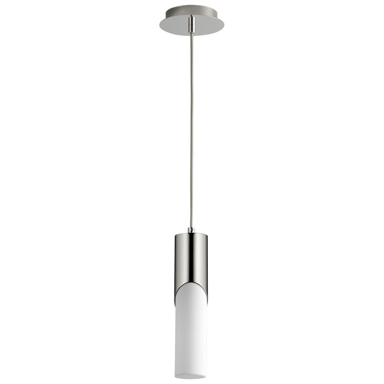 Ellipse Single-Light Tall 2.75" Mini Pendant with Acrylic Shade - Polished Nickel - Image 1