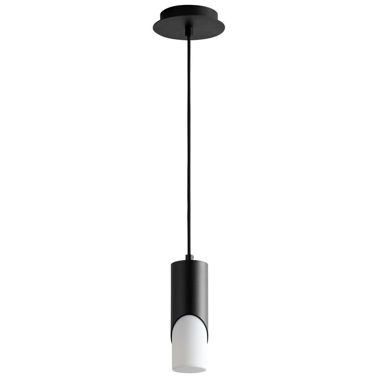 Ellipse Single-Light Short 2.75″ Mini Pendant with Glass Shade – Black