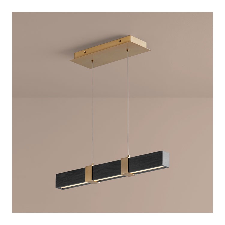 Decca Single-Light 24" Linear Pendant - Aged Brass/Black Oak - Image 1