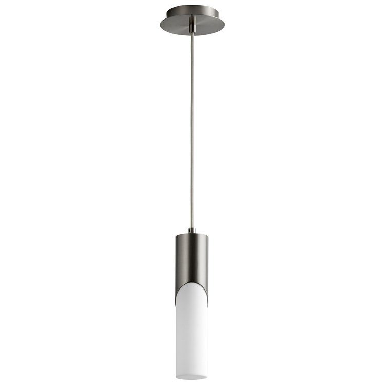 Ellipse Single-Light Tall 2.75″ Mini Pendant with Acrylic Shade – Satin Nickel