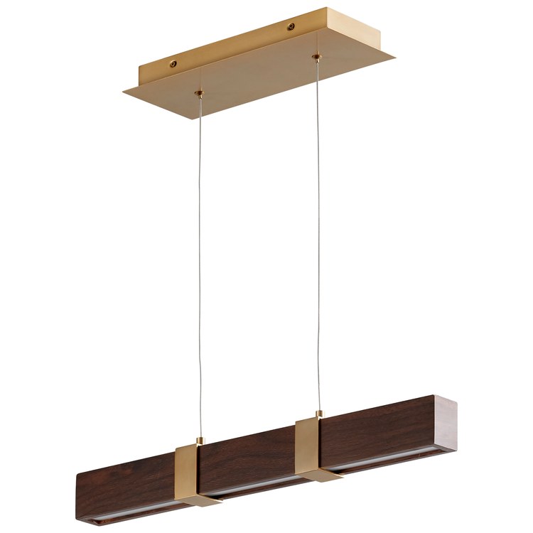 Decca Single-Light 24" Linear Pendant - Aged Brass/Walnut - Image 1