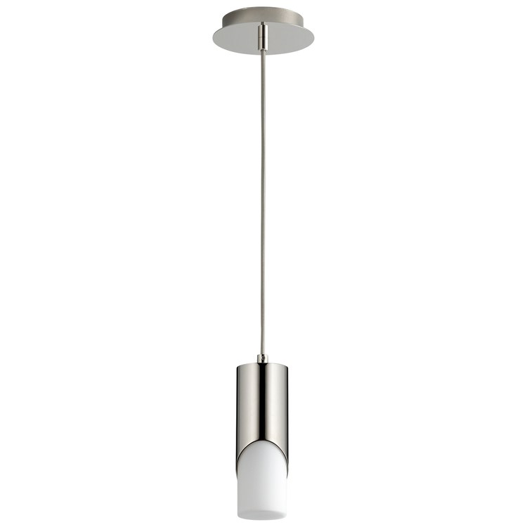 Ellipse Single-Light Short 2.75″ Mini Pendant with Glass Shade – Polished Nickel