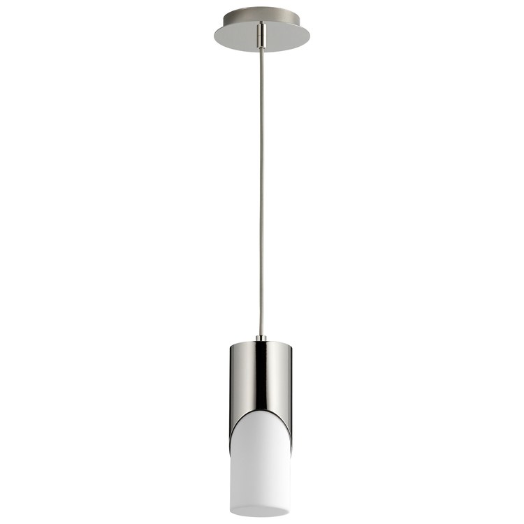 Ellipse Single-Light Short 3.5″ Mini Pendant with Acrylic Shade – Polished Nickel