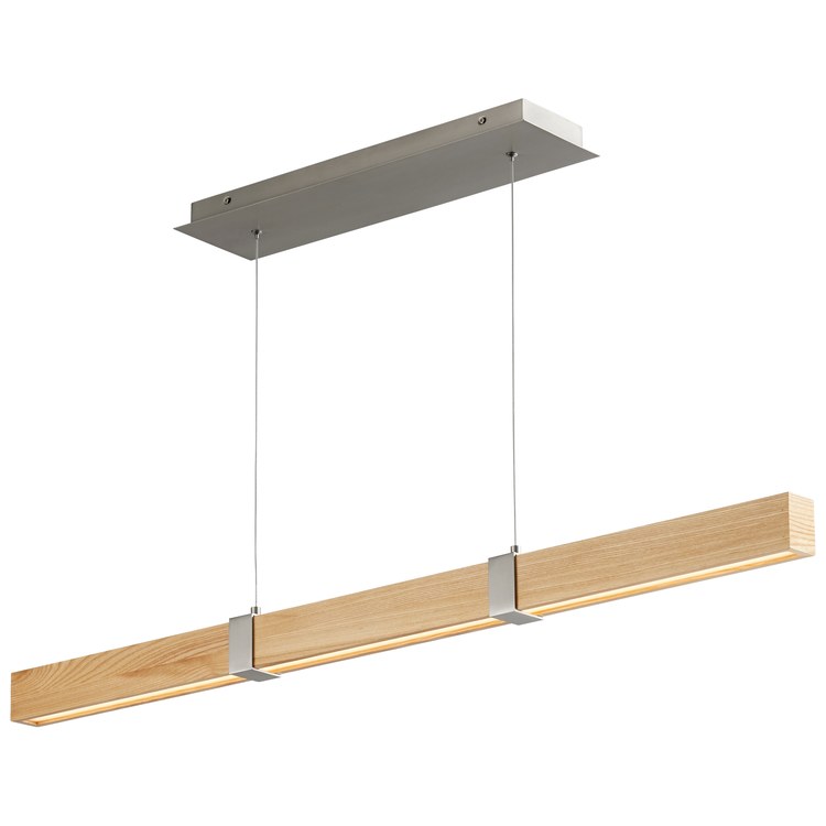 Decca Single-Light 48" Linear Pendant - Satin Nickel/White Oak - Image 2