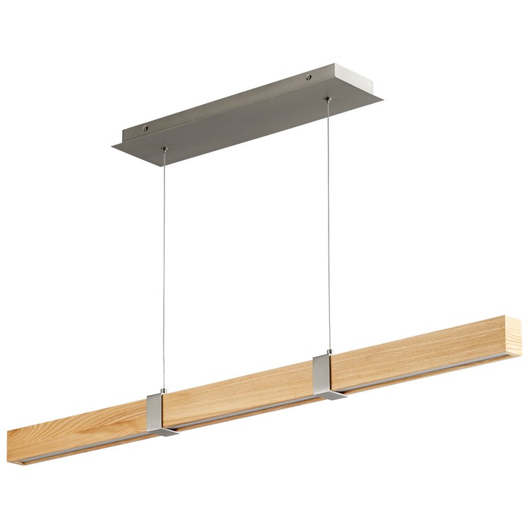 Decca Single-Light 48″ Linear Pendant – Satin Nickel/White Oak
