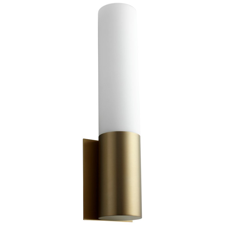 Magnum Single-Light LED Wall Sconce with Glass Shade – Aged Brass