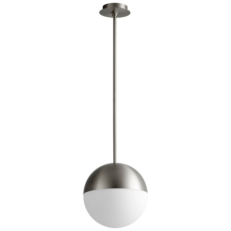 Mondo Single-Light 12″ Globe Pendant – Satin Nickel