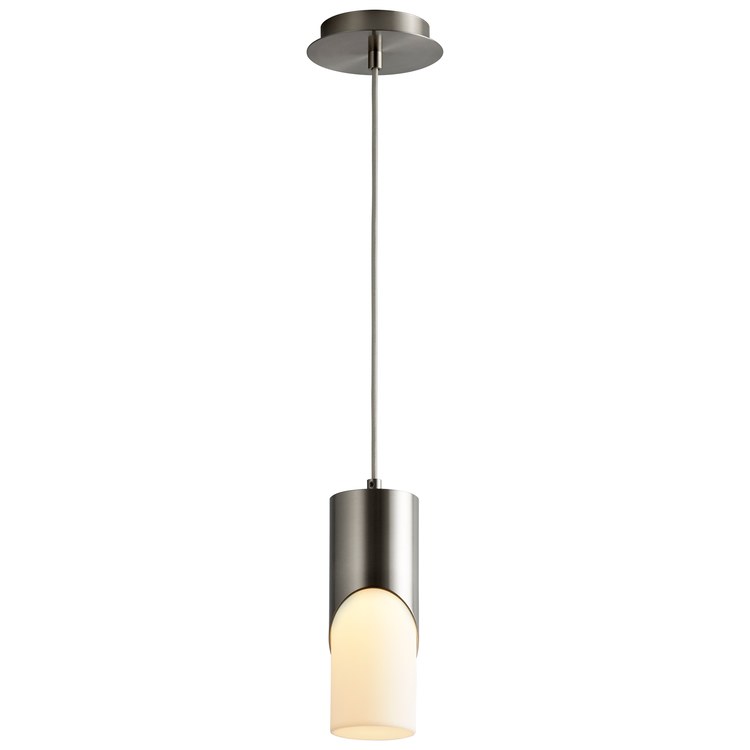Ellipse Single-Light Short 3.5" Mini Pendant with Acrylic Shade - Satin Nickel - Image 2