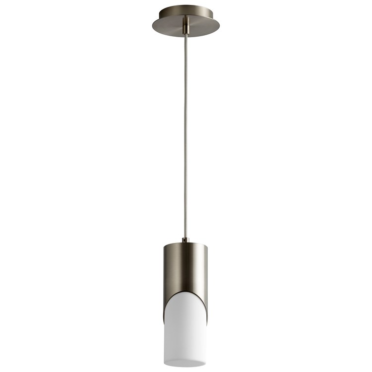 Ellipse Single-Light Short 3.5″ Mini Pendant with Acrylic Shade – Satin Nickel