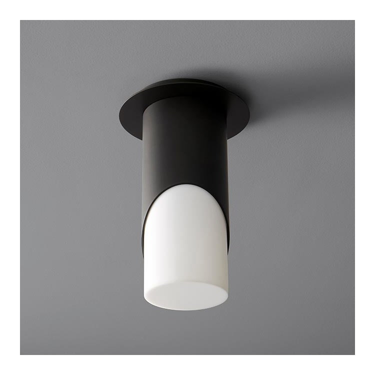 Ellipse Single-Light Large Flush Mount Ceiling Fixture with Acrylic Shade – Black