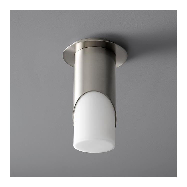 Ellipse Single-Light Large Flush Mount Ceiling Fixture with Glass Shade - Satin Nickel - Image 1