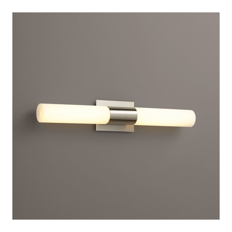 Magneta Two-Light LED Bathroom Vanity Fixture with Glass Shades - Satin Nickel - Image 1