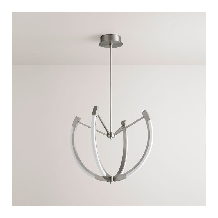 Utopia Four-Light 28″ LED Chandelier – Satin Nickel