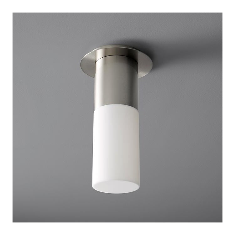 Pilar Single-Light Large LED Flush Mount Ceiling Fixture with Acrylic Shade - Satin Nickel - Image 1