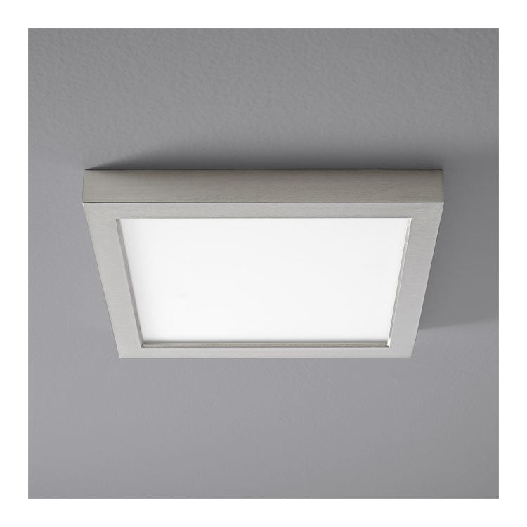 Altair Single-Light 9" LED Square Flush Mount Ceiling Fixture - Satin Nickel - Image 1
