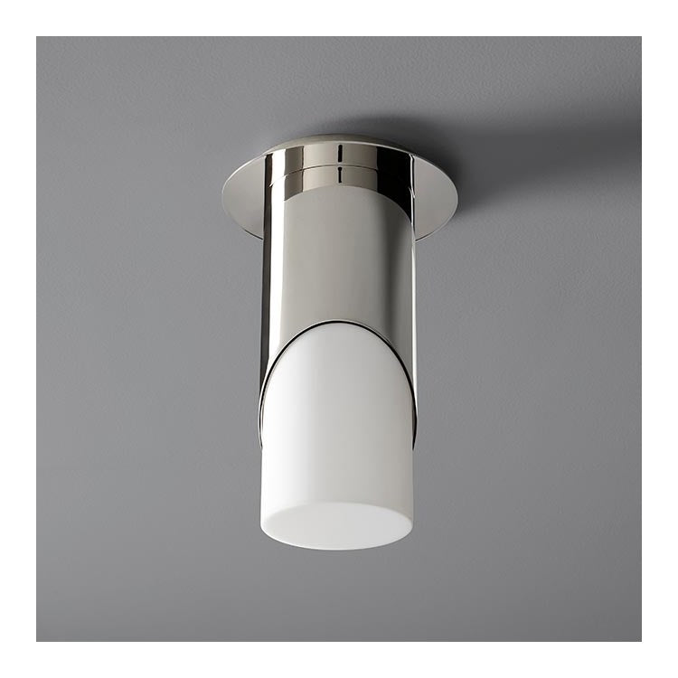 Ellipse Single-Light Large Flush Mount Ceiling Fixture with Acrylic Shade – Polished Chrome