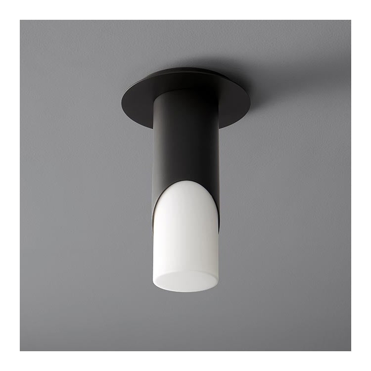 Ellipse Single-Light Small Flush Mount Ceiling Fixture with Glass Shade - Black - Image 1