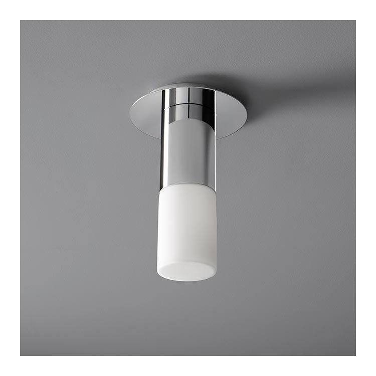 Pilar Single-Light Small LED Flush Mount Ceiling Fixture with Glass Shade - Polished Chrome - Image 1