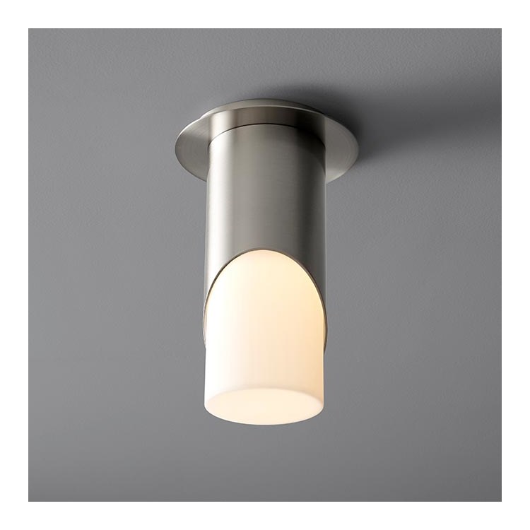 Ellipse Single-Light Large Flush Mount Ceiling Fixture with Acrylic Shade - Satin Nickel - Image 1