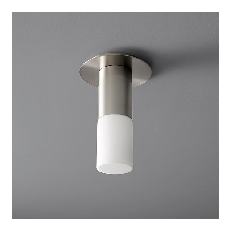 Pilar Single-Light Small LED Flush Mount Ceiling Fixture with Glass Shade - Satin Nickel - Image 1