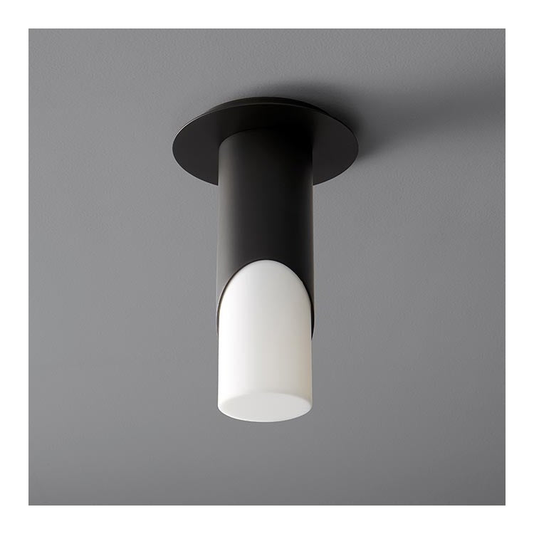 Ellipse Single-Light Small Flush Mount Ceiling Fixture with Acrylic Shade - Black - Image 1