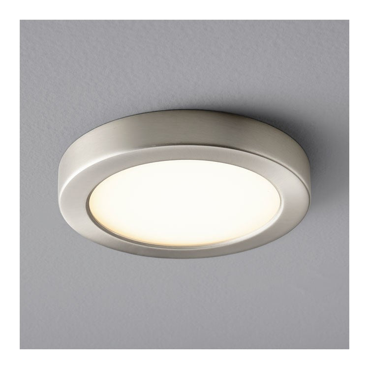 Elite Single-Light 7" LED Flush Mount Ceiling Fixture - Satin Nickel - Image 1