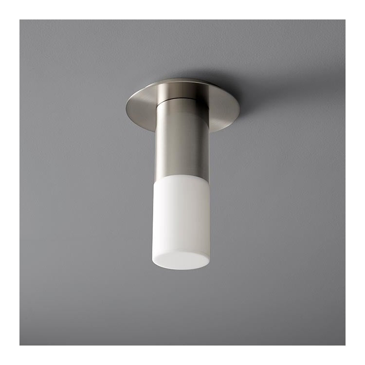 Pilar Single-Light Small LED Flush Mount Ceiling Fixture with Acrylic Shade - Satin Nickel - Image 1