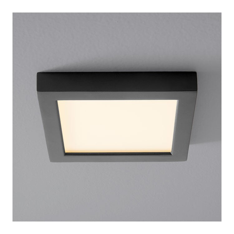 Altair Single-Light 7" LED Square Flush Mount Ceiling Fixture - Black - Image 1