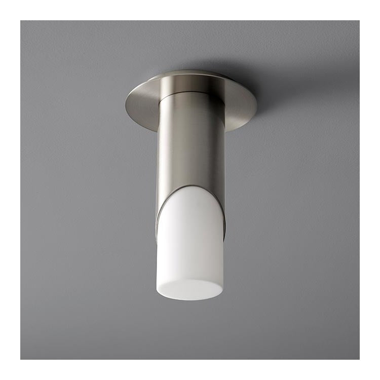 Ellipse Single-Light Small Flush Mount Ceiling Fixture with Acrylic Shade - Satin Nickel - Image 1