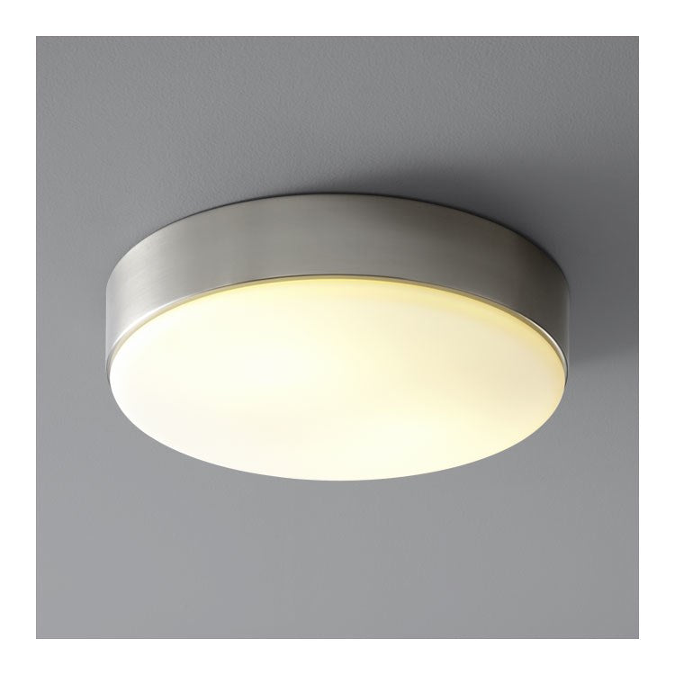 Journey Single-Light 14" Flush Mount Ceiling Fixture with Glass Shade - Satin Nickel - Image 1