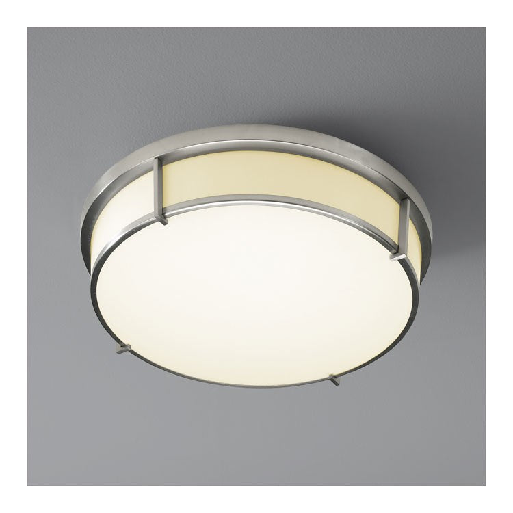 Io Two-Light 17" LED Flush Mount Ceiling Fixture - Satin Nickel - Image 1