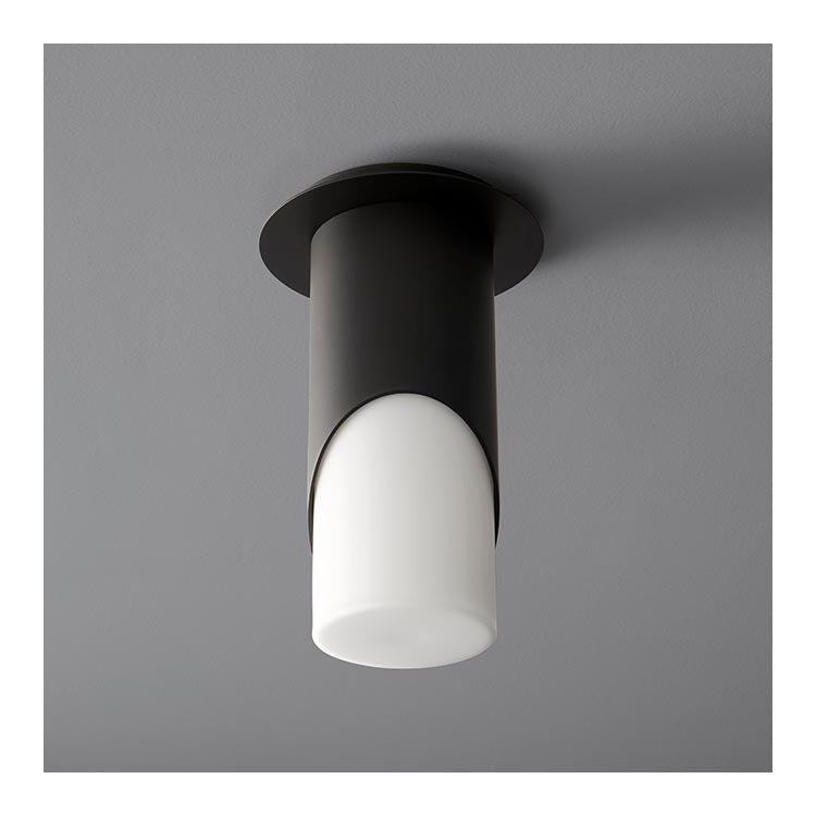 Ellipse Single-Light Large Flush Mount Ceiling Fixture with Glass Shade - Black - Image 1