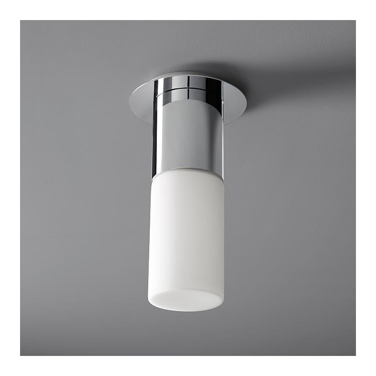 Pilar Single-Light Large LED Flush Mount Ceiling Fixture with Glass Shade - Polished Chrome - Image 1