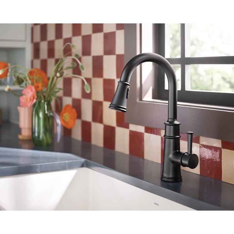 Kitchen Faucet Belfield Lever ADA CALGreen Matte Black Pull Down High Arc 360 DEG Swivel 1/3 Hole PowerBoost 1.5 Gallons per Minute - Image 3