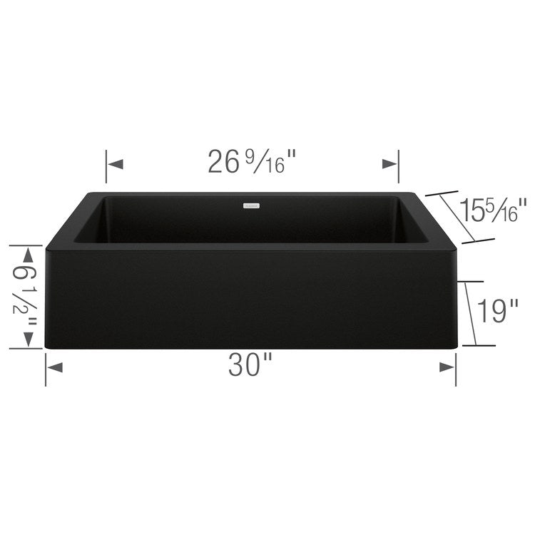 Kitchen Sink Vintera 30 x 19 Inch Single Bowl Coal Black Apron Front Rectangle - Image 2