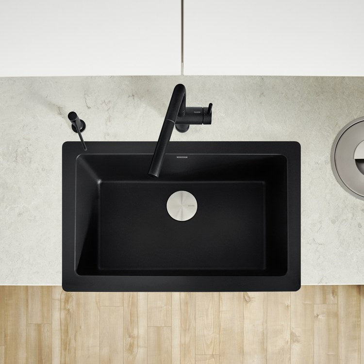 Kitchen Sink Vintera 30 x 19 Inch Single Bowl Coal Black Apron Front Rectangle - Image 3