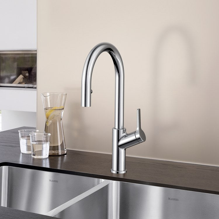 Kitchen Faucet Urbena 1 Lever CALGreen Chrome Pull Down 2 Function Gooseneck 360 DEG Swivel 1 Hole 1.5 Gallons per Minute - Image 3