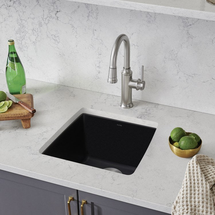 Bar Sink Performa 17 x 18 Inch Single Bowl Coal Black Undermount - Image 3