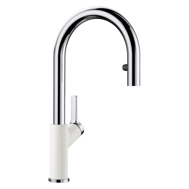 Kitchen Faucet Urbena 1 Lever CALGreen White Pull Down 2 Function Gooseneck 360 DEG Swivel 1 Hole 1.5 Gallons per Minute - Image 1