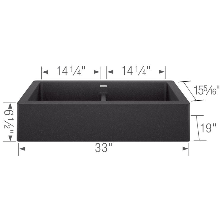 Kitchen Sink Vintera 33 x 19 Inch Double Bowl Anthracite Apron Front Rectangle - Image 2