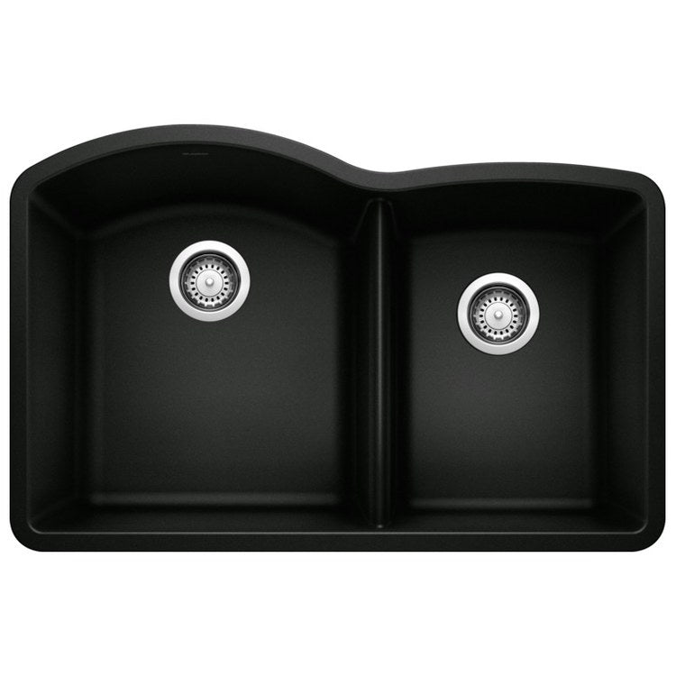 Kitchen Sink Diamond 32 x 21 Inch Double Bowl 1-3/4 Bowl Coal Black Undermount - Image 1
