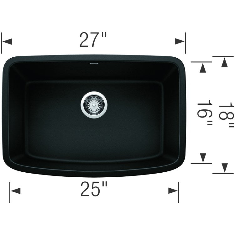 Kitchen Sink Valea 27 x 18 Inch Single Bowl Single Coal Black Undermount Rectangle - Image 2